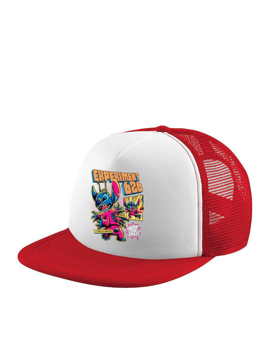 Stitch Experiment 626 Adult Soft Trucker Cap Mesh Red White Polyester Unisex One Size