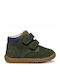 Leather Kids Boots with Velcro Green