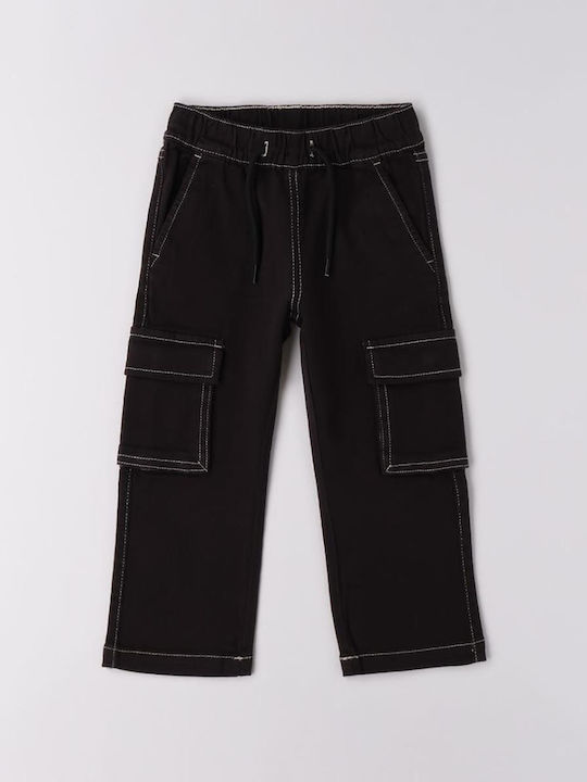 Kids' Cargo Fabric Pants Black