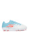 Youth FG Kids Soccer Cleats & Shoes with Molded Outsole White / Turquoise