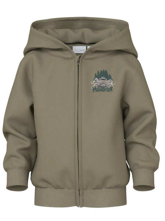 Name It Kids Sweatshirt Cardigan with Hood Khaki