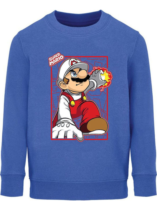 Unisex Bio-Baumwolle Sweatshirt Super Mario On Fire Fanart Design Königsblau