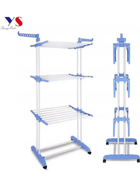 Folding Floor Clothes Drying Rack Made of Stainless Steel 170x74x64cm Two Levels