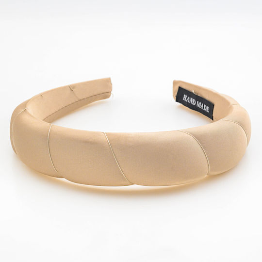 Handgemachte Puffy Haar Stirnbänder Satin 4 Nuancen Beige