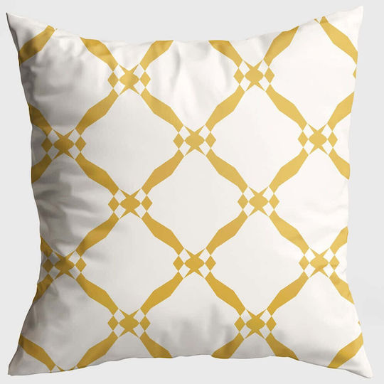 Aberto Design Sofa-Kissen Weiß-Gelb 43x43cm
