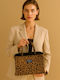 Leopard Velvet Damen Tote Tasche Braune