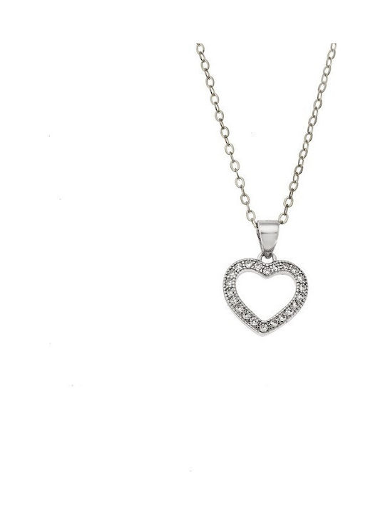 Senza Necklace with design Heart from Gold Plated Silver with Zircon