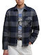 Hailwood Long Sleeve Flannel Overshirt In Regular Fit Checked Classic Navy