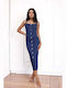 Summer Midi Shirt Dress Denim Blue