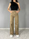 Women's High-waisted Fabric Trousers Beige