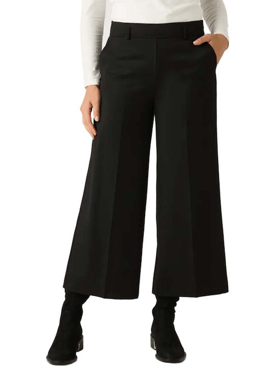 Women's Fabric Trousers Straight Line Black