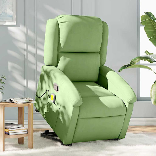 Fotoliu Relax Masaj cu Puf Catifelat Verde 71x86.5x99.5cm