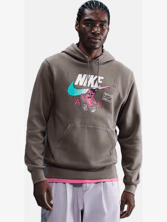 Sportswear Club Φούτερ με Κουκούλα Καφέ
