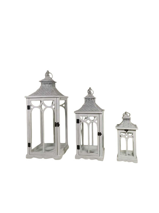 Dream House Wooden Lanterns Set White 3pcs