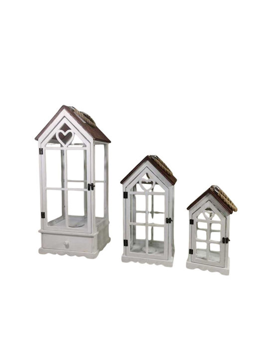 Dream House Wooden Lanterns Set White 3pcs