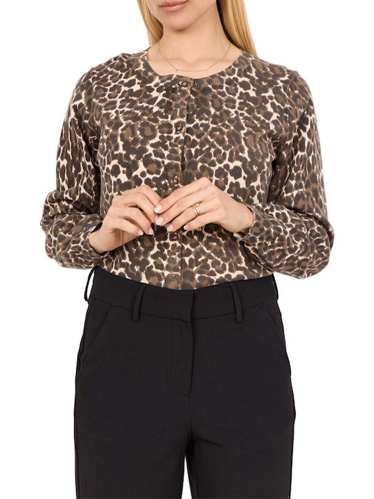 Soya Concept Women's Knitted Cardigan with Buttons Brown