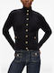 Gestrickte Damen Strickjacke mit Knöpfen Schwarze