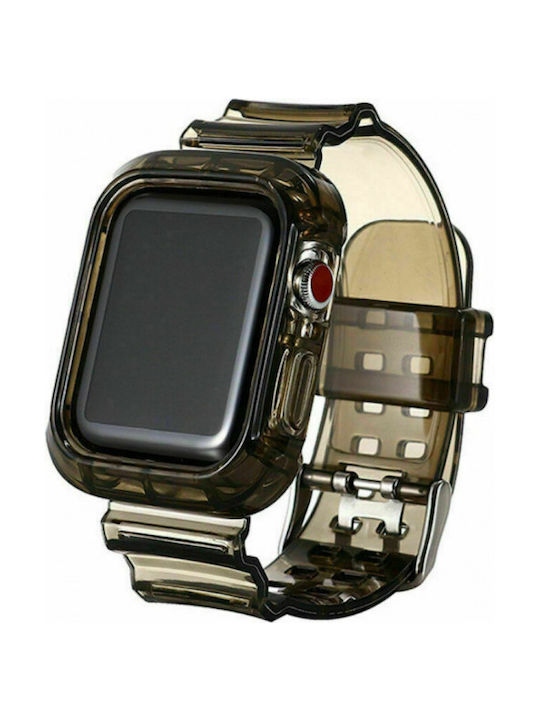 Λουρακι Σιλικονης Κουμπωμα Jelly Strap Apple Watch 44mm Διαφανο Μαυρο