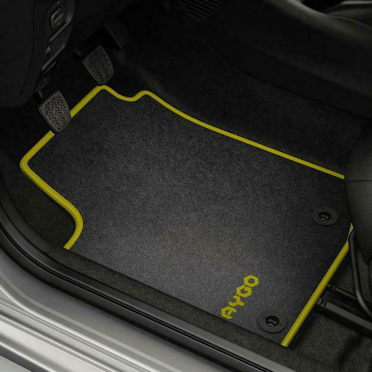 Toyota Genuine Fabric Car Mats 520gr Textile Yellow Detail Set Toyota Aygo 2014-2017 1 Driver 1 Passenger 1 Rear