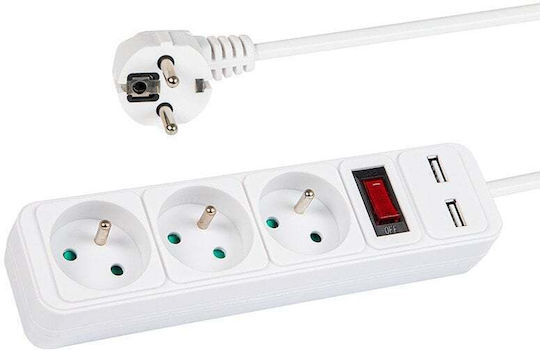 Blow Πολύπριζο 3 Θέσεων με USB-A, Διακόπτη και Καλώδιο 1.5m