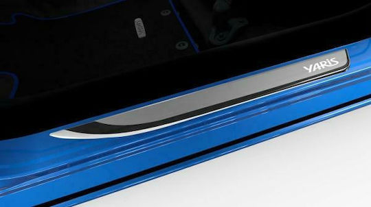 Toyota Genuine 2 Pieces Aluminum Door Sill Protectors Yaris 17'-19' Double Black Line Front