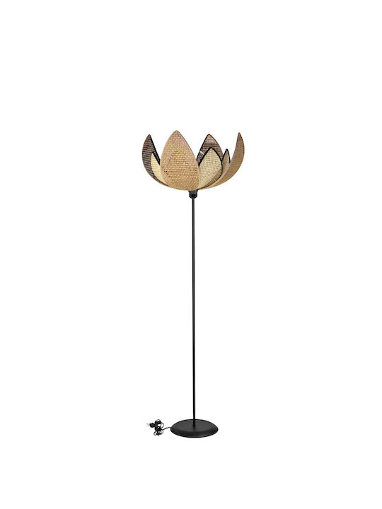 Heronia Floor Lamp H155xW40cm. with Socket for Bulb E27 Black