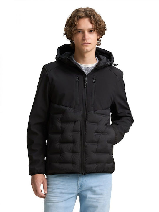 Geacă Puffer Waterproof și cu Protecție Împotriva Vântului Neagră