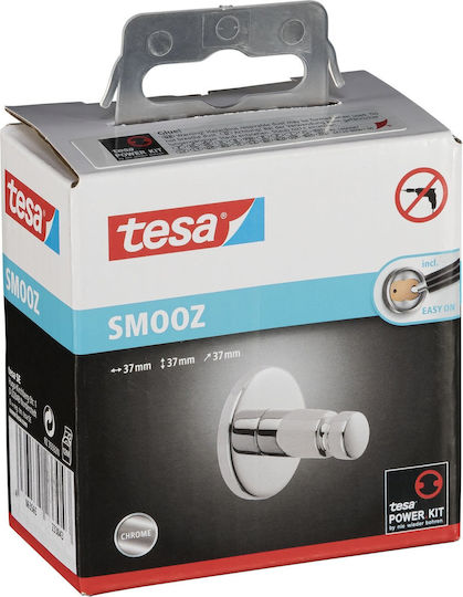 Tesa Single Wall-Mounted Bathroom Hook Silver