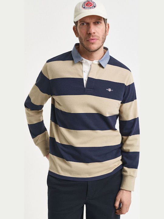 Gant Collar Polo Μπλούζα Μακρυμάνικη Beige