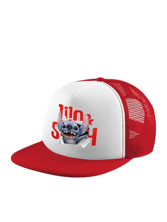 Stitch Movie Adult Soft Trucker Cap Mesh Red White Polyester Unisex One Size