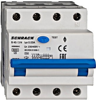 Relee De Fază Intrerupător Diferential Rcbo 3p+n 40a 30ma 6ka Curba B Tip A Amparo Ak668840 Schrack