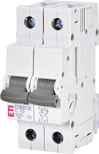 Автоматичен прекъсвач Mcb 2p 10a 6ka Крива C Etimat P6 001900228 Eti