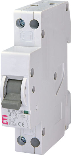 Intrerupător Automat Mcb 1p+n 13a 6ka Curba B Etimat 1n 002191103 Eti