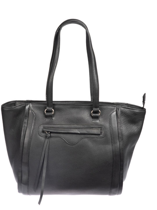 Leder Damentasche Schultertasche Schwarz