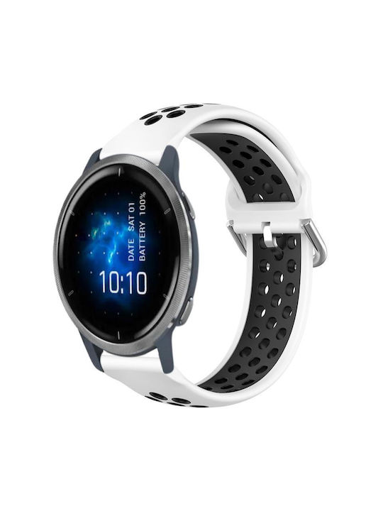 Garmin Venu 2 22mm Διάτρητο Αναπνεύσιμο Αθλητικό Λουράκι Σιλικόνης Λευκό+μαύρο