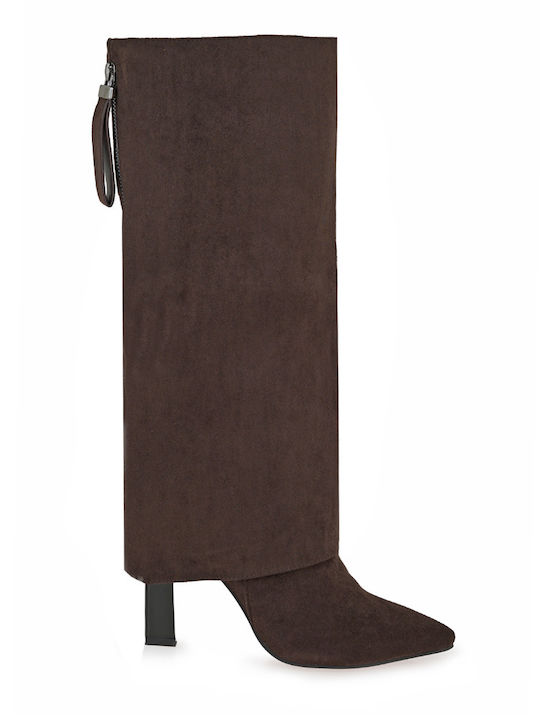 Exe Suede High Heel Women's Boots Brown