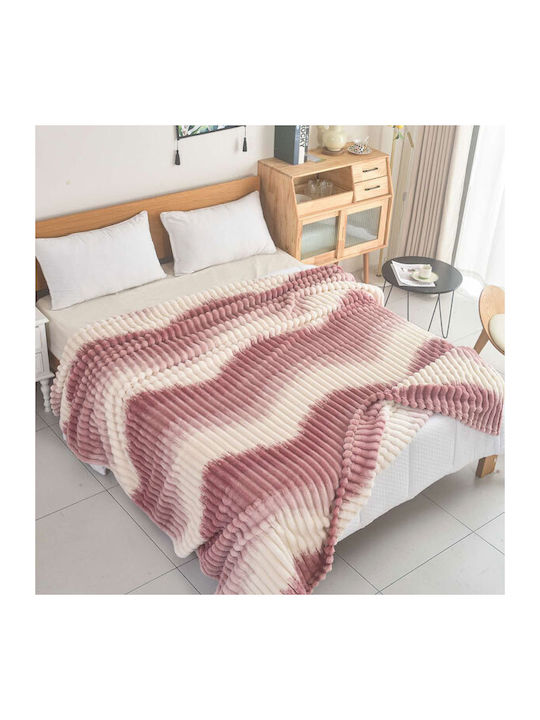 SpitiBazaar Одеяло Велур Единично 160x240см. Pink - White