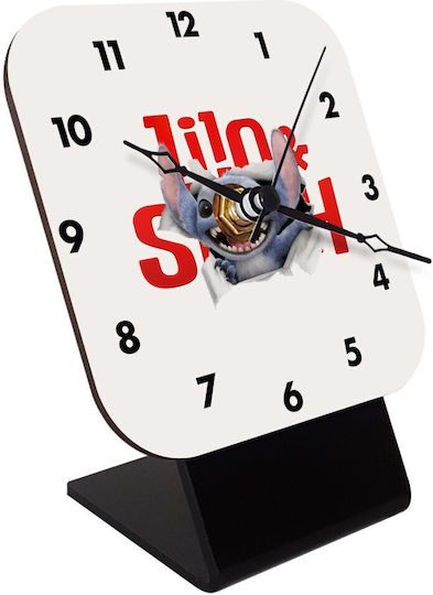 Koupakoupa Stitch Movie Tabletop Clock with Indicators Wooden KP 31506 Clock Desk Square