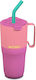 Klean Kanteen Rise Handled Tumbler Thermos Stainless Steel BPA Free 768ml Pink Lemonade Kaleidoscope with Straw and Handle