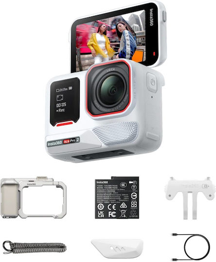 Insta360 Ace Pro 2 Action Camera 8K Underwater Xplorer Bundle with Touch Screen 2.4" and Wi-Fi White