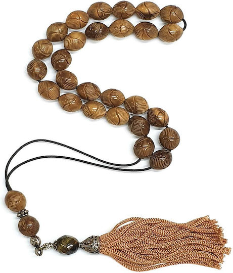Roloi Komboloi Graven Worry Beads with 27 Beads Brown 37cm