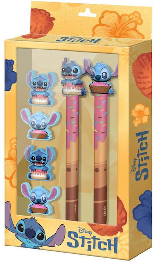Stitch & Angel Donut Set 2 Pencils + 4 Erasers