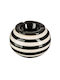 Ashtray A-s Round Stripes Black 146064 12x12x7.5 Ceramic