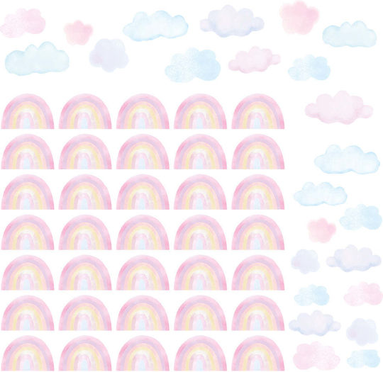 Kinder Wandsticker Regenbogen & Wolken Wandsticker Mini Pink 9x6 cm