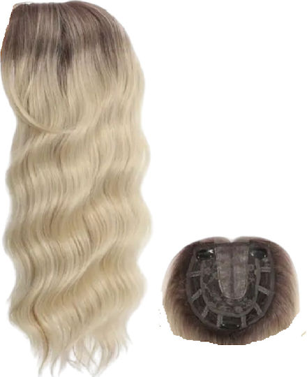 Erweiterung mit Clip mit Echthaar in Blond Farbe 50.8cm Topper Toupet