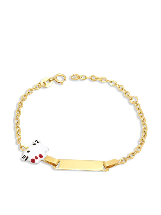 Goldjewels Παιδικό Βραχιόλι Ταυτότητα Κ14 Ταυτότητα Αναπαράσταση από Χρυσό 14K με Φιγούρα