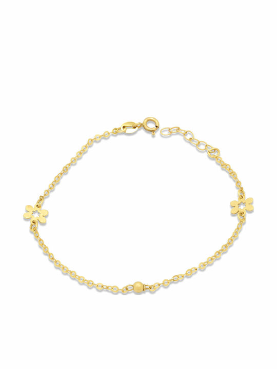 Goldjewels Kids Bracelet Chain K14 Flowers from Gold 14K with Flower