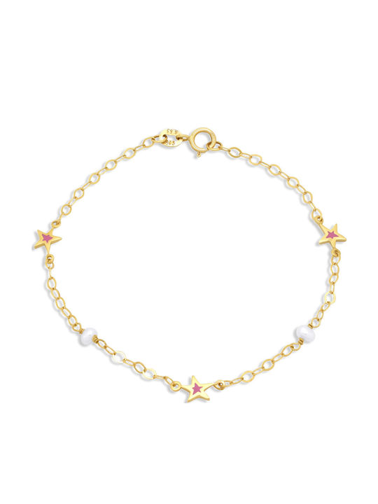 Goldjewels Kids Bracelet Chain Stars Pearls from Gold 14K
