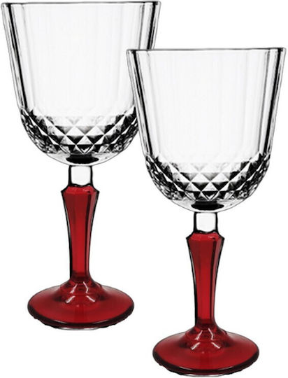 Domumart Set of Glasses for White Wine made of Glass in Red Color Stemmed 230ml 6pcs