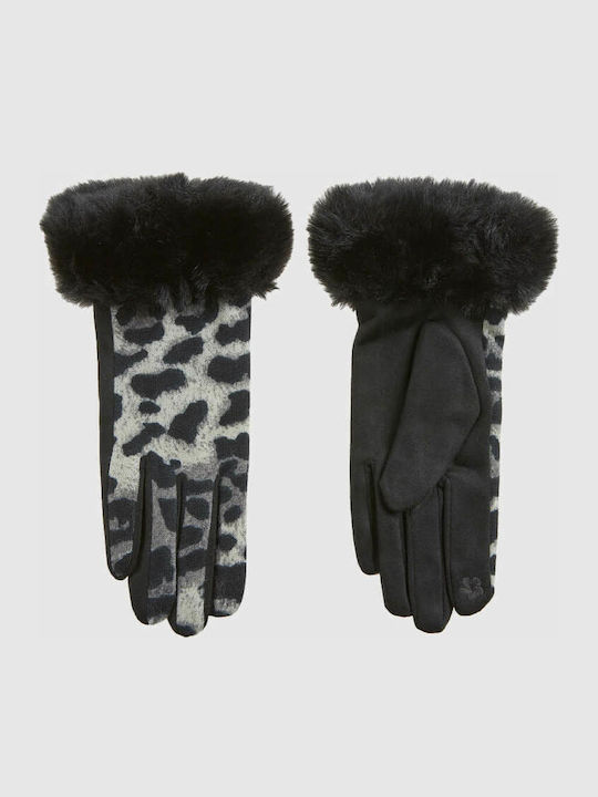 Women's Fleece Touch Gloves with Fur Gray